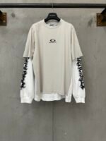 Balenciaga Vintage Distressed Fake Two Piece Long Sleeve Tee Gothic Letter Printed Layered Shirt
