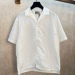 Dior All Over Subtle Embossed Pattern Camp Collar Short Sleeve Shirt Loose Casual Vacation Blouse