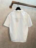 Dior All Over Subtle Embossed Pattern Camp Collar Short Sleeve Shirt Loose Casual Vacation Blouse - Image 2