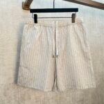 Louis Vuitton Vertical Stripe Drawstring Casual Shorts Elastic Waist Lightweight Vacation Short Pants