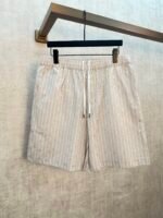 Louis Vuitton Vertical Stripe Drawstring Casual Shorts Elastic Waist Lightweight Vacation Short Pants