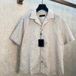 Louis Vuitton Vertical Stripe Hidden Print Camp Collar Short Sleeve Button Shirt