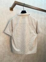 Louis Vuitton Vertical Stripe Hidden Print Camp Collar Short Sleeve Button Shirt - Image 2