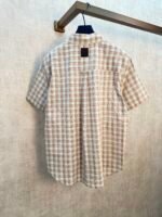 Loewe Plaid Point Collar Short Sleeve Button Down Casual Shirt With Chest Pocket - Image 2