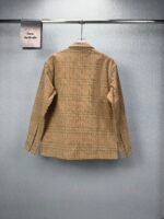 Burberry Khaki Plaid Corduroy Zip Up Shirt Jacket Double Chest Pockets Lined Overcoat - Image 2