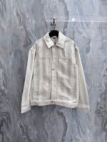 Fendi Vertical Stripe Lapel Denim Style Jacket Button Front Oversized Outerwear