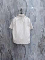 Louis Vuitton Thin Vertical Stripe Hidden Print Camp Collar Short Sleeve Button Shirt - Image 2