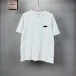 Berluti Solid White Crew Neck Minimalist Black Label Patch Short Sleeve T-Shirt