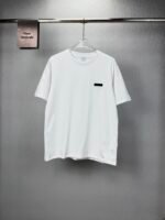 Berluti Solid White Crew Neck Minimalist Black Label Patch Short Sleeve T-Shirt