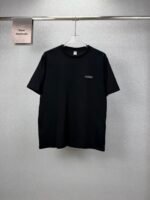 Berluti Solid Black Crew Neck Minimalist Black Label Patch Short Sleeve T-Shirt