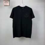 Moncler Solid Black Crew Neck Tone On Tone Embroidery Logo Short Sleeve T-Shirt