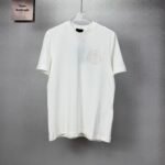 Moncler Solid White Crew Neck Tone On Tone Embroidery Logo Short Sleeve T-Shirt