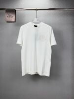 Moncler Solid White Crew Neck Tone On Tone Embroidery Logo Short Sleeve T-Shirt