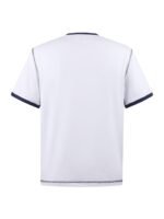 Chrome Hearts White Contrast Navy Ringer T‑Shirt 3D Crochet Heart‑Shape Embroidery Short Sleeve Top - Image 2