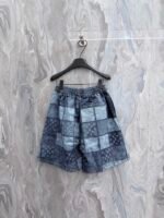 Louis Vuitton Washed Denim‑Tone Checkered Shorts All‑Over Faded Symbol Print Elastic Waist Short Pants - Image 2