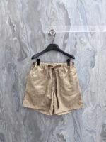 Louis Vuitton Khaki Grid Fabric Embossed Symbol Shorts Adjustable Buckle Belt Casual Vacation Short Pants