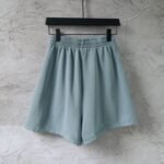 Balenciaga Washed Blue Distressed Frayed Hem Sweat Shorts Embossed Letter Casual Short Pants - Image 2