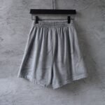 Balenciaga Gray Distressed Frayed Hem Sweat Shorts Embossed Letter Casual Short Pants - Image 2