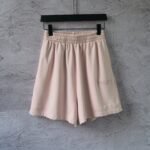 Balenciaga Pink Distressed Frayed Hem Sweat Shorts Embossed Letter Casual Short Pants