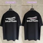 Balenciaga Solid Black Oversized Crew‑Neck T‑Shirt Graffiti‑Style White Front Print Short Sleeve Top - Image 4