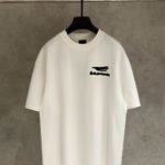 Balenciaga White Oversized Crew‑Neck T‑Shirt Graffiti‑Style White Front Print Short Sleeve Top