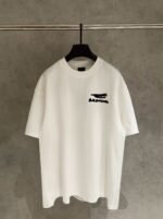 Balenciaga White Oversized Crew‑Neck T‑Shirt Graffiti‑Style White Front Print Short Sleeve Top