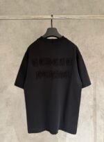 Chrome Hearts Black Oversized Short‑Sleeve T‑Shirt Distressed Raw‑Edge Tone‑In‑Circle Embroidery Tee - Image 2