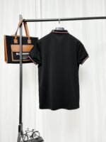 Lacoste Black Short‑Sleeve Polo Shirt Striped Collar And Cuff Small Embroidery Logo Business Casual Tee - Image 2