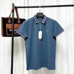 Lacoste Navy Short‑Sleeve Polo Shirt Striped Collar And Cuff Small Embroidery Logo Business Casual Tee