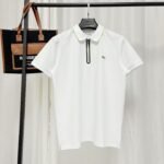 Lacoste White Half‑Zip Short‑Sleeve Polo Shirt Contrast‑Color Trim Small Embroidered Logo Business Casual Top