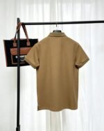 Lacoste Caramel‑Brown Short‑Sleeve Polo Shirt Green Contrast‑Trim Chest Pocket Small Embroidered Logo Top - Image 2