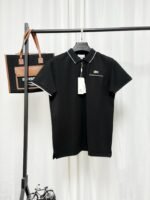 Lacoste Black Half‑Zip Short‑Sleeve Polo Shirt Contrast‑Color Trim Small Embroidered Logo Business Casual Top