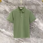 Lacoste Sage‑Green Short‑Sleeve Polo Shirt Double‑Stitch Contrast Trim Small Embroidery Logo Casual Top