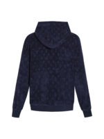 Louis Vuitton Navy‑Blue Velour Full‑Zip Hoodie All‑Over Tone‑On‑Tone Monogram Pattern Jacket - Image 2