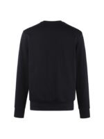 Moncler Black Crew‑Neck Sweatshirt Blurred‑Effect Big Logo Print Small Emblem On Sleeve Pullover - Image 2