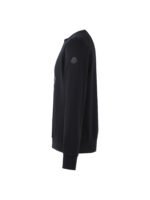 Moncler Black Crew‑Neck Sweatshirt Blurred‑Effect Big Logo Print Small Emblem On Sleeve Pullover - Image 3