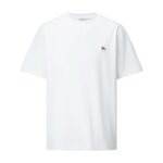 Burberry White Crew‑Neck T‑Shirt Mini Metallic‑Thread Embroidered Horse Logo Short‑Sleeve Top