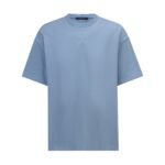 Louis Vuitton Dusty‑Blue Crew‑Neck T‑Shirt Tone‑On‑Tone Embossed Logo Relaxed Short‑Sleeve Top