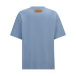 Louis Vuitton Dusty‑Blue Crew‑Neck T‑Shirt Tone‑On‑Tone Embossed Logo Relaxed Short‑Sleeve Top - Image 2