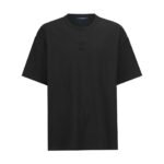 Louis Vuitton Black Crew‑Neck T‑Shirt Tone‑On‑Tone Embossed Logo Relaxed Short‑Sleeve Top