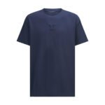 Louis Vuitton Navy Crew‑Neck T‑Shirt Tone‑On‑Tone Embossed Logo Relaxed Short‑Sleeve Top