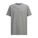 Louis Vuitton Gray Crew‑Neck T‑Shirt Tone‑On‑Tone Embossed Logo Relaxed Short‑Sleeve Top