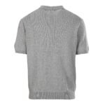 Ralph Lauren Gray Vertical‑Rib Knit Short‑Sleeve Polo Shirt Mini Embroidery Logo Casual Knit Top - Image 3