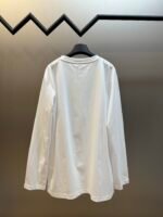 Celine White Oversized Long‑Sleeve T‑Shirt Arch Hollow‑Font Letter Print Casual Loose‑Fit Top - Image 2
