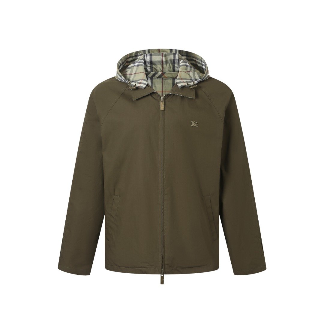 26071602-Burberry-Jacket-01 Burberry Men's Reversible Check Cotton Hooded Jacket - Image 1