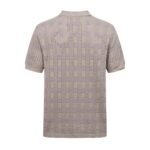 Louis Vuitton Lavender Square Grid Hollow‑Knit Polo Shirt Lapel Button‑Up Short Sleeve Knit Top - Image 2