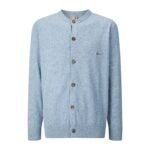 Dior Light Blue Crew‑neck Knit Cardigan Single‑Breasted Wooden Buttons Minimal Chest Embroidery Sweater