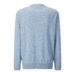 Dior Light Blue Crew‑neck Knit Cardigan Single‑Breasted Wooden Buttons Minimal Chest Embroidery Sweater - Image 2