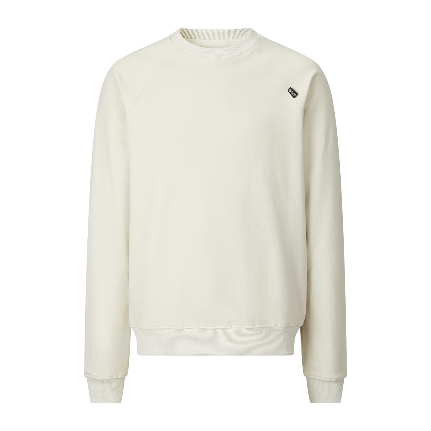 26080506-Prada-Hoody-Beige-01 Prada Cream‑White Raglan‑Sleeve Crewneck Sweatshirt Minimal Small Tag Decor Long‑Sleeve Pullover - Image 1