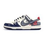 Nike Dunk Low Supreme Co‑Branded Navy‑Grey Multi‑Material Skate Sneaker - Image 2